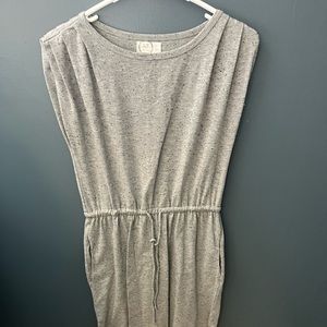Gray, tee shirt feel mid length dress.